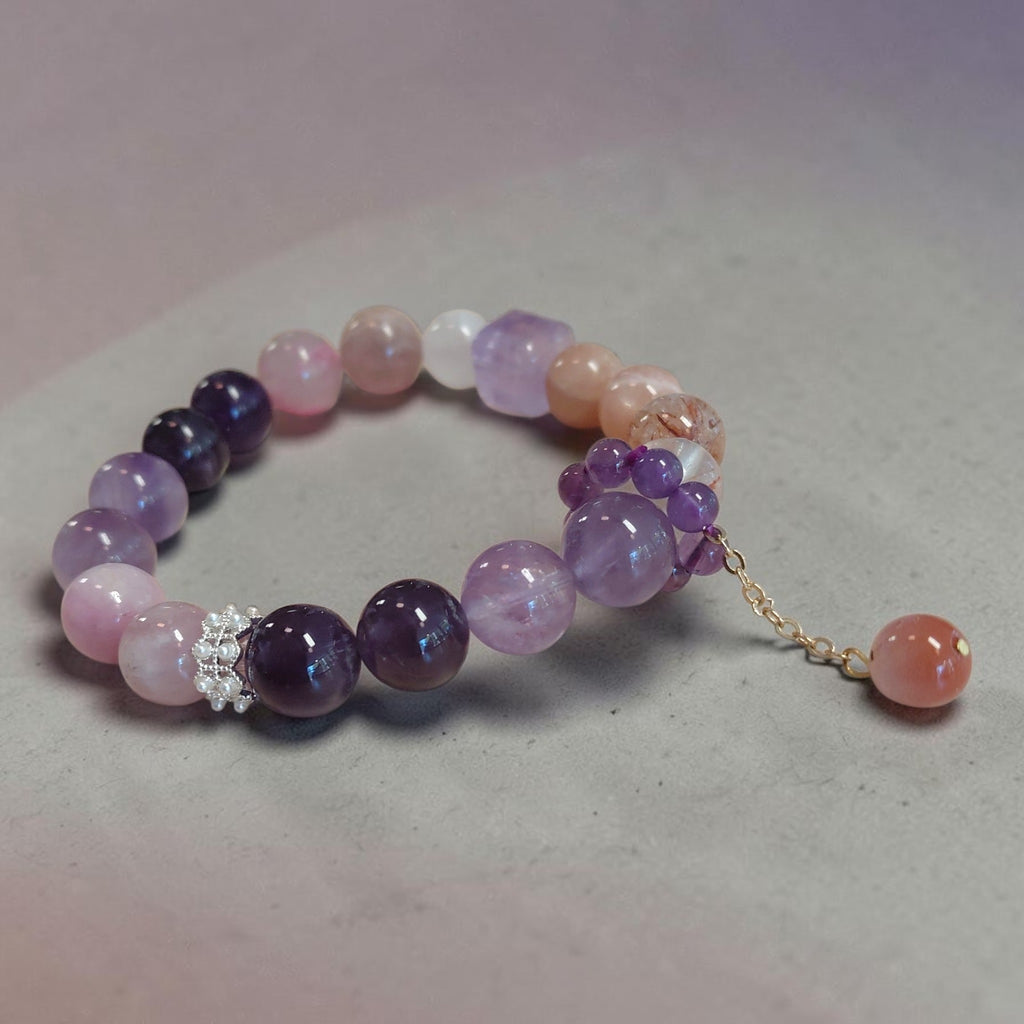 Amethyst - Rhodonit - Mondstein Armband