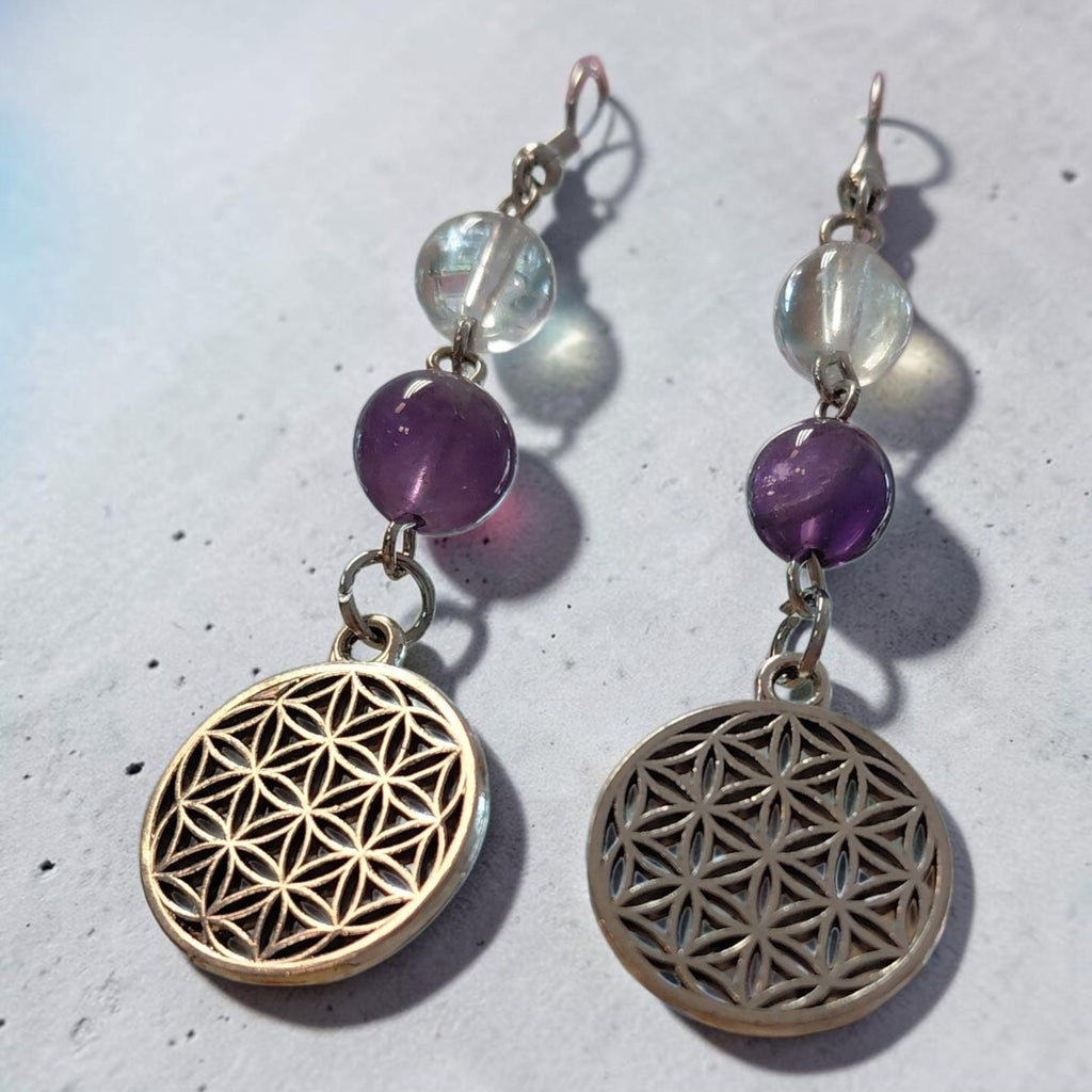 Blume des Lebens - Amethyst - Bergkristall