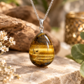 Tigerauge Anhänger mit 925 Silberöse