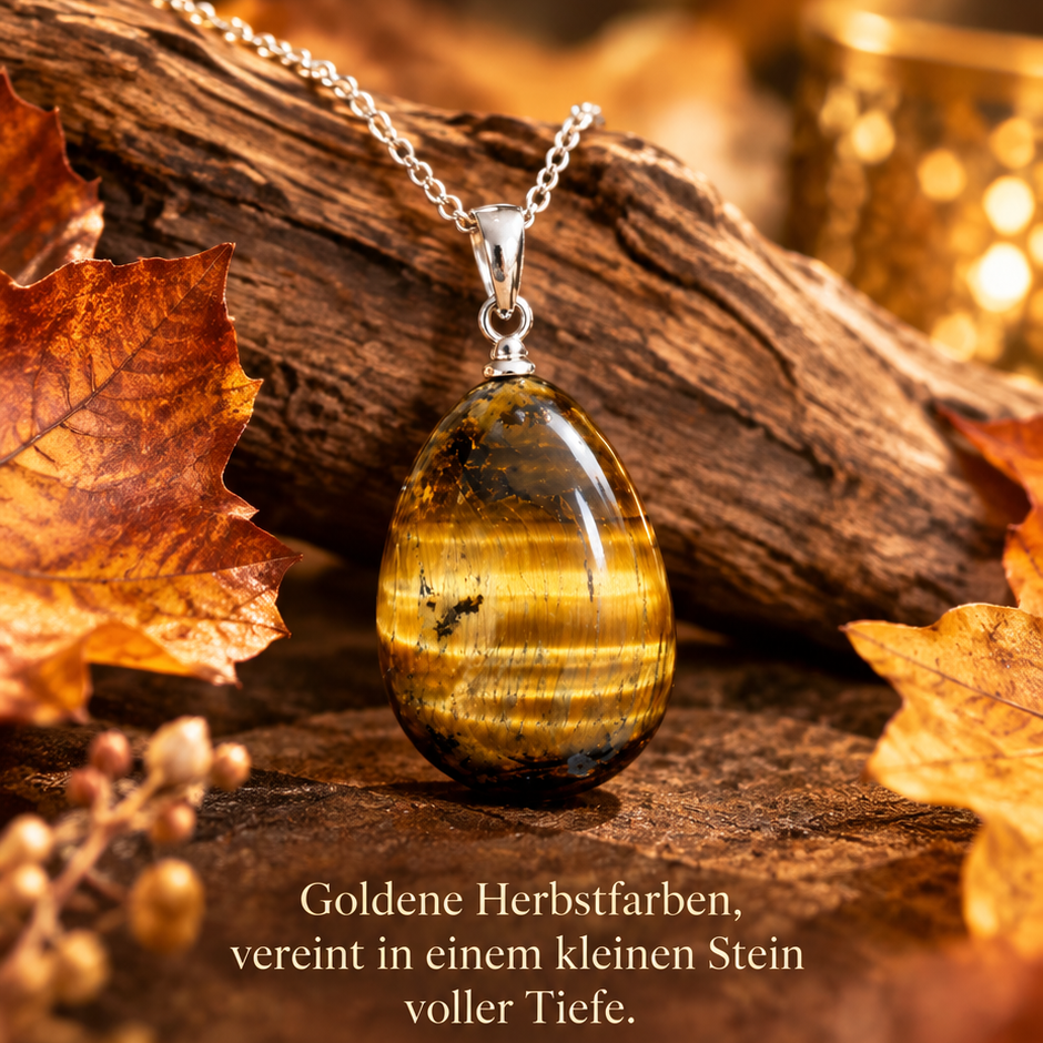 Tigerauge Anhänger mit 925 Silberöse